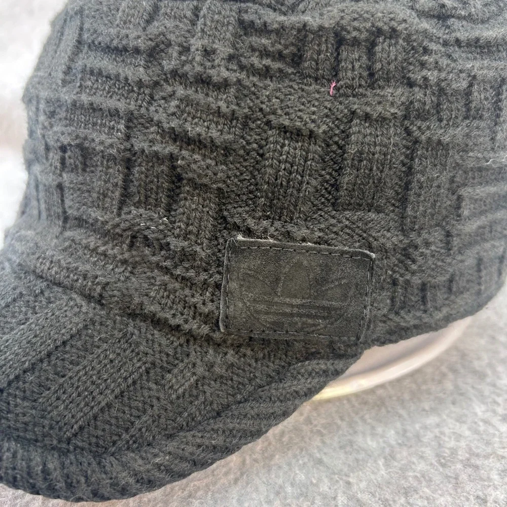 Basket Weave Knit Mens Black Adidas Originals Cadet Cap Trefoil Logo OSFM